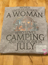 Load image into Gallery viewer, Never Underestimate a Woman Camping
